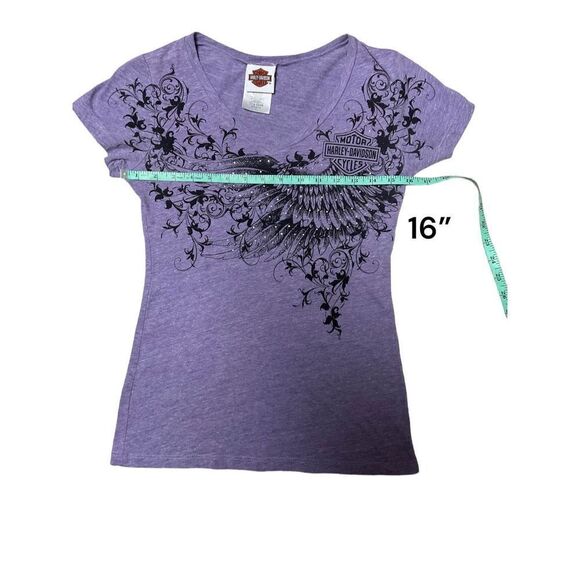 Harley Davidson Embellished V Neck Tee San Diego - Picture 6 of 9